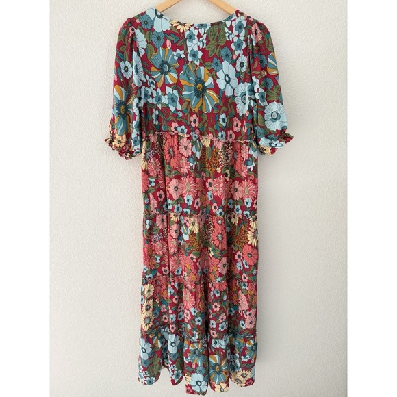 Natural Life Collette Tiered Maxi Dress Small Colorful Boho Artsy - Picture 3 of 6